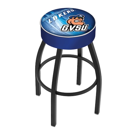 Holland Bar Stool Co 25" Grand Valley State Cushion Seat, Blk Wrinkle Base Swivel Bar Stool L8B125GVStUn-D2